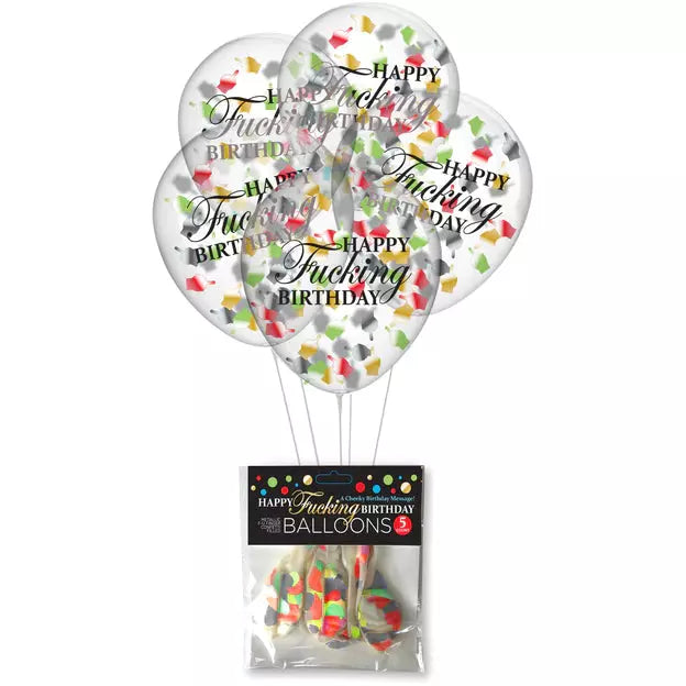 Happy Fucking Birthday Confetti Balloons 5pk by Little Geenie