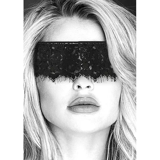 Ouch Black & White Lace Mask With Elastic Straps by Shots