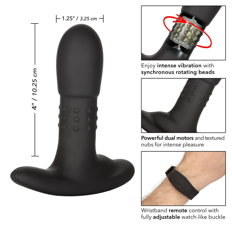 Eclipse™ Beaded Vibrating Anal Probe With Wrist Remote 4" by Cal Exotics