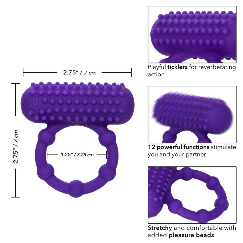 Silicone Rechargeable Maximus 5 Beaded Vibrating Cock Ring by Cal Exotics
