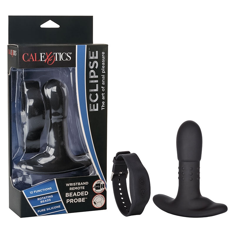 Eclipse™ Beaded Vibrating Anal Probe With Wrist Remote 4" by Cal Exotics