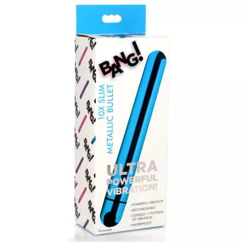The image shows the packaging of the Bang 10x Slim Bullet 6.6" by XR.