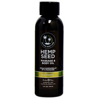 A bottle of Earthly Body Hemp Seed Body & Massage Oil in Naga Champa scent.
