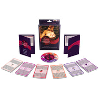 The image displays the "Sex Around The World Game" by Kheper Games, which includes various cards, a spinner, and the game's packaging. The game aims to explore cultural and historical aspects of human sexuality.