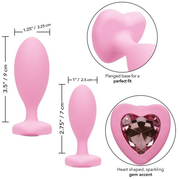 2 different size anal plugs with size chart