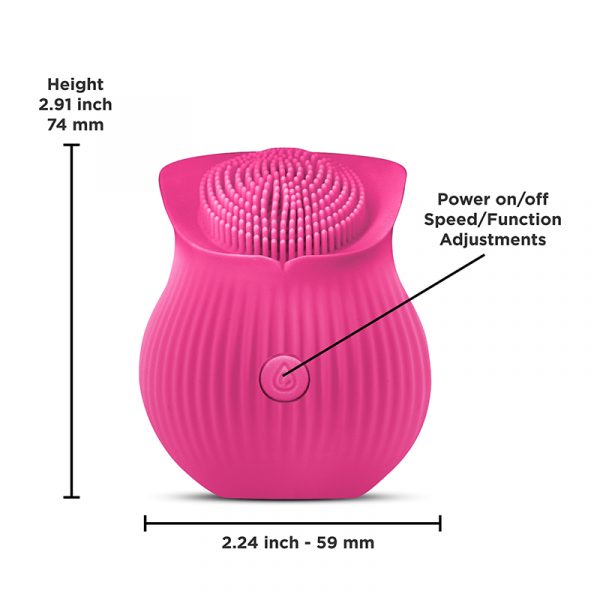 pink massager with specs on white background