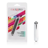 The product image shows the Kroma Vibrating Bullet by Cal Exotics in its packaging. The massager has a high-shine metallic coating and a diamond-shaped tip.