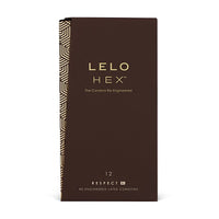 brown box of lelo hex condoms on white background