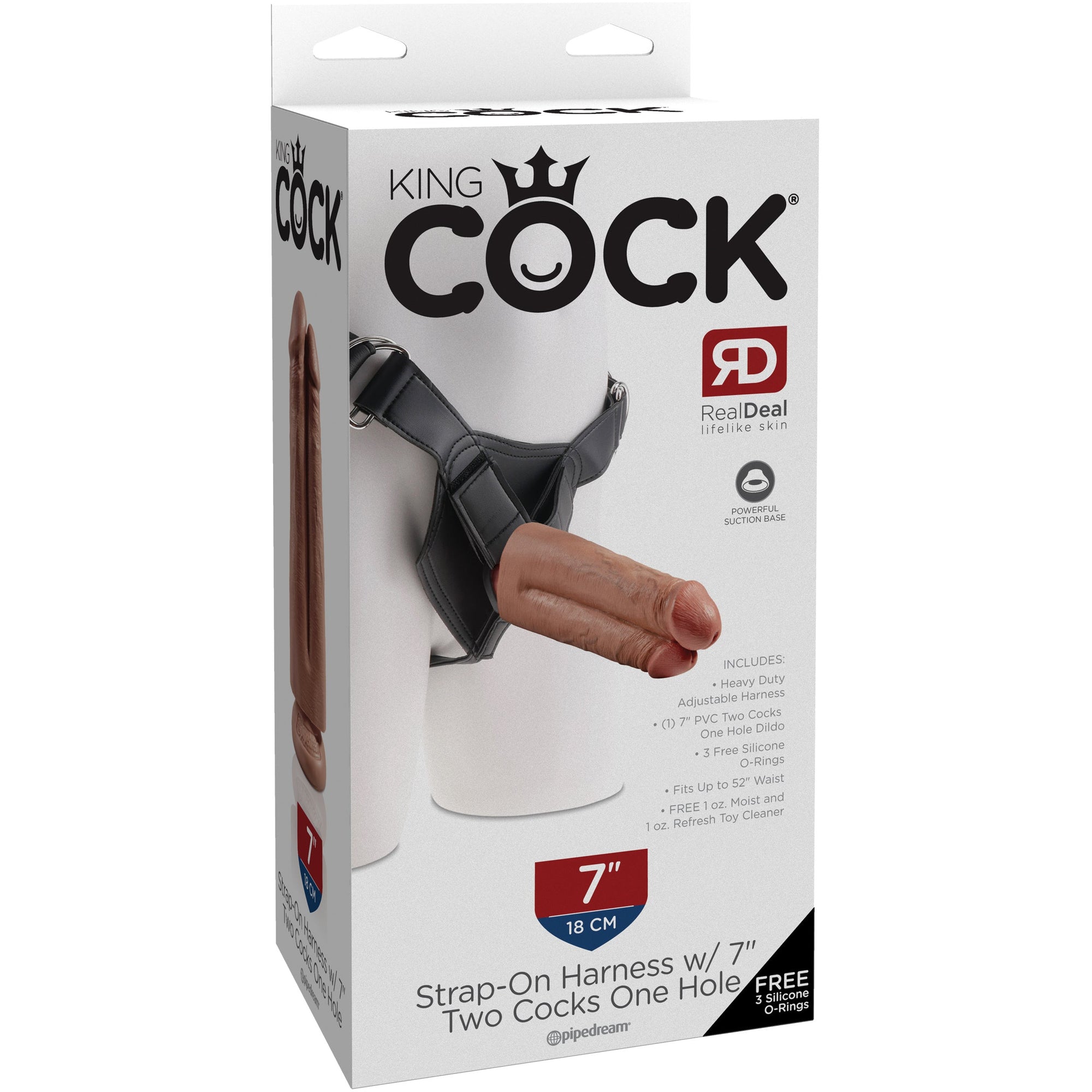 King Cock Strap On Harness With Two Cocks One Hole 7" by Pipedream Products®