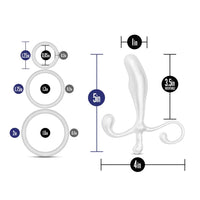 prostate massager with 3 cock rings on white background