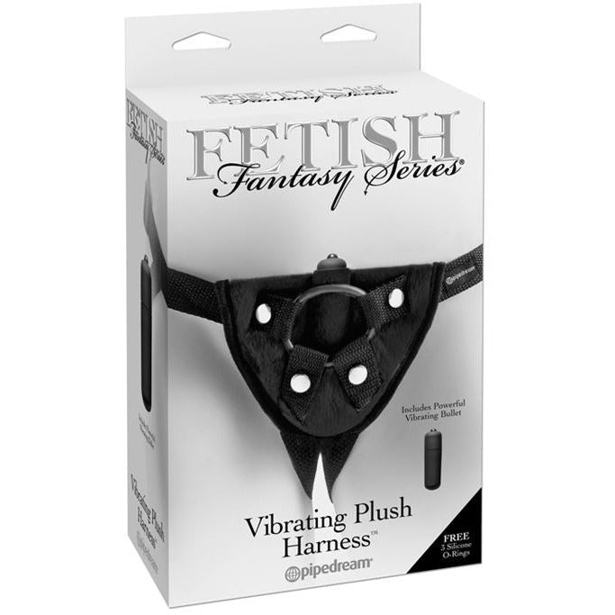 black vibrating plush harness